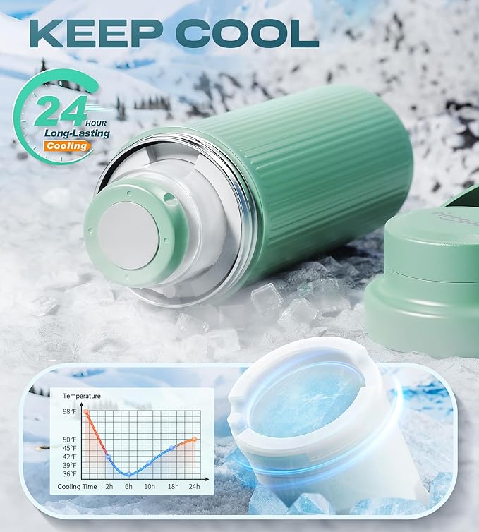 22oz Breast Milk Cooler Bottle for Travel & Outdoor Use, Portable Breastmilk Chiller with 24-Hour 360° Cooling, Larger Capacity with 2 Baby Bottles for Breast Milk Storage