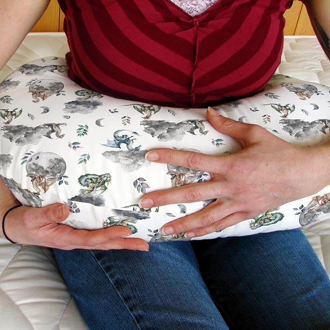 Watercolor Dragons Baby Nursing Pillow Covers for Boy Girl Fairytale Dragon Wings Leaves Nursing Slipcovers for Breastfeeding Pillows Dragon Moon Cloud Soft Stretchy Removable Cover for Newborn Infant
