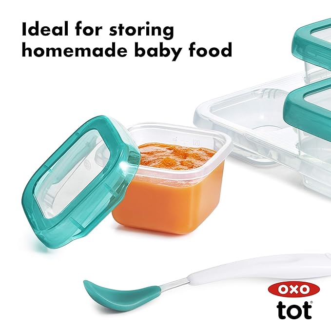 OXO Tot Baby Blocks Freezer Storage Containers Teal (2 Oz and 4 Oz)