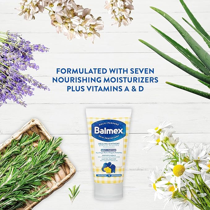 Balmex Multi-Purpose Healing Ointment & Skin Protectant for Diaper Rash and Chafing, with Petrolatum, 7 Moisturizers and Vitamins A&D, Pediatrician Recommended and Paraben-Free, 3.5oz (Pack of 2)