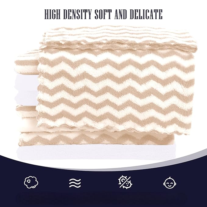 8 Pack Super Soft Baby Burp Cloths, Baby Washcloths, Ultra Absorbent Large Newborn Burping Cloth for Boy and Girl, Milk Spit Up Rags, Unisex for Baby Sensitive Skin, Brown and White, 16 × 12 Inch