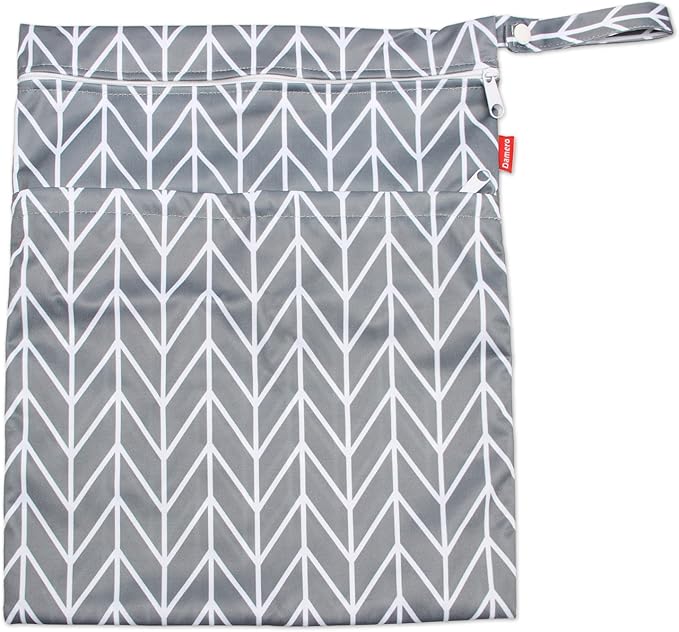 Damero 3pcs Travel Wet and Dry Bag with Handle for Cloth Diaper, Pumping Parts, Clothes, Swimsuit and More, Easy to Grab and Go, Gray Arrows