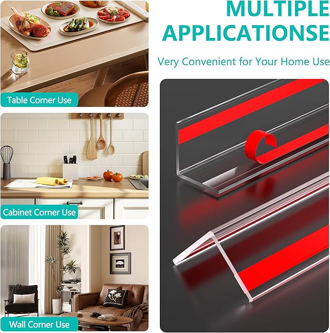 30x30mm Self Adhesive Corner Guard, 2pcs 39.4" Wall Corner Protector Strip, Flexible PVC Edge Trim, Peel and Stick Corner Protection for Furniture, Wall Edges & Table Corners