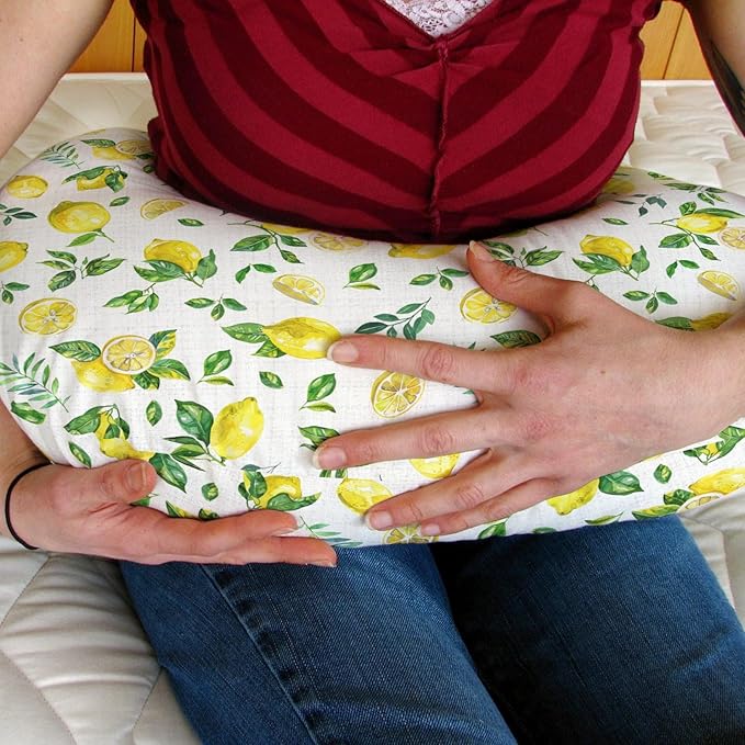 Watercolor Lemons Baby Nursing Pillow Covers for Boy Girl Retro Yellow Lemon Green Leaves Nursery Slipcovers for Breastfeeding Pillows Tropical Summer Fruits Soft Stretchy Covers for Newborn Infant
