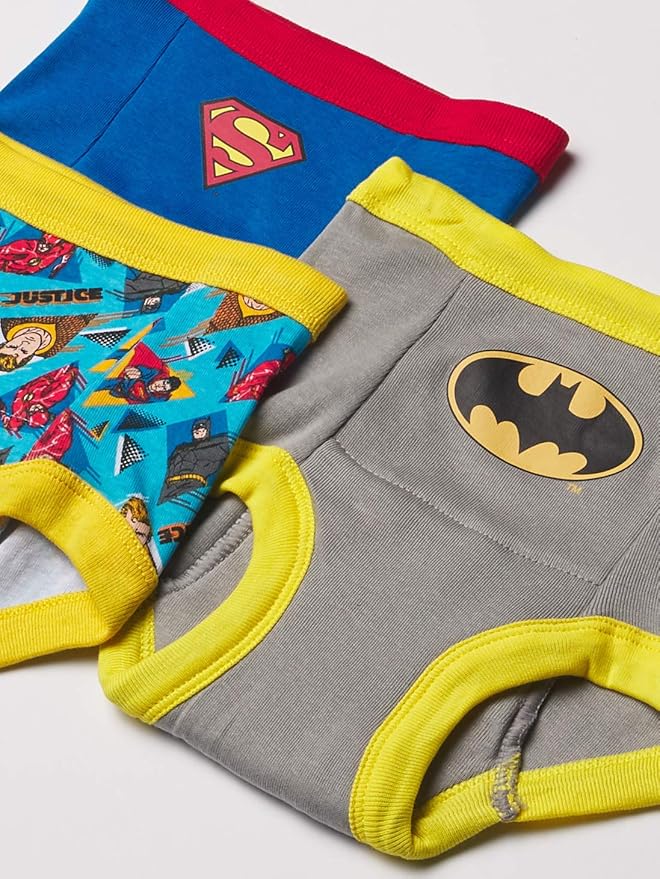 DC Comics Unisex Baby Toddler Potty Training Pants With Superman, Batman & Wonder Woman With Success Chart & Stickers
