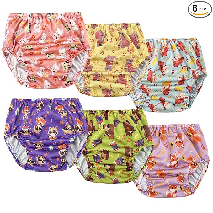 BISENKID 6 Packs Waterproof Plastic Training Pants for Toddlers Training Underwear Girls Good Elastic Plastic Underwear for Toddlers Girls 2t