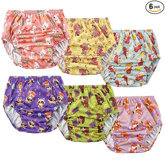 BISENKID 6 Packs Waterproof Plastic Training Pants for Toddlers Training Underwear Girls Good Elastic Plastic Underwear for Toddlers Girls 3t
