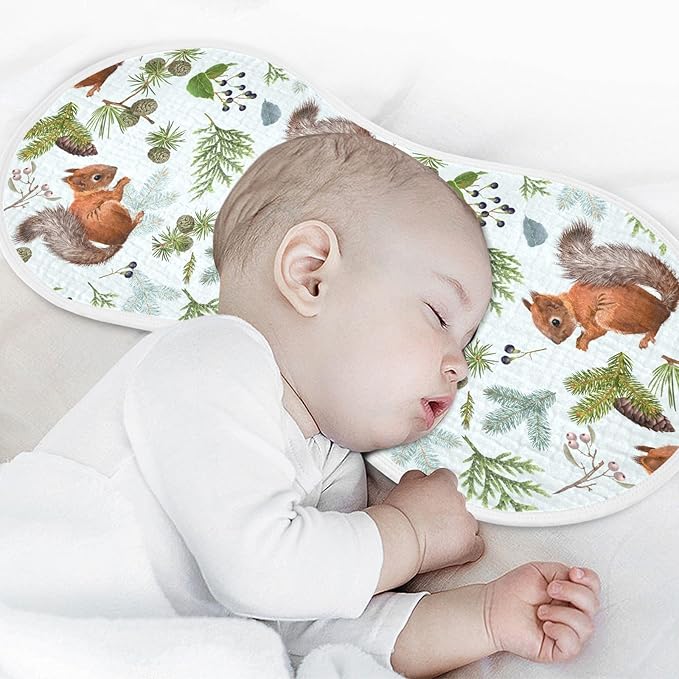 vvfelixl Baby Burp Cloths Forest Squirrels Baby Newborn Cotton Burping Cloths Set Baby Washcloths 4 Pack Blue