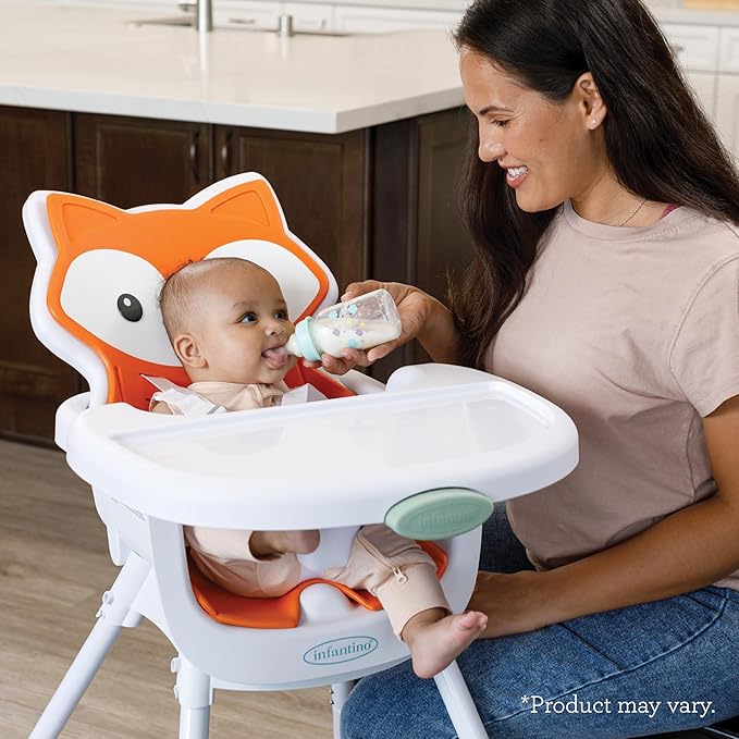 Infantino Grow-with-Me 4-in-1 Convertible High Chair, Fox-Theme, Space-Saving Design, Booster and Toddler Chair for Infants & Toddlers 3M-36M