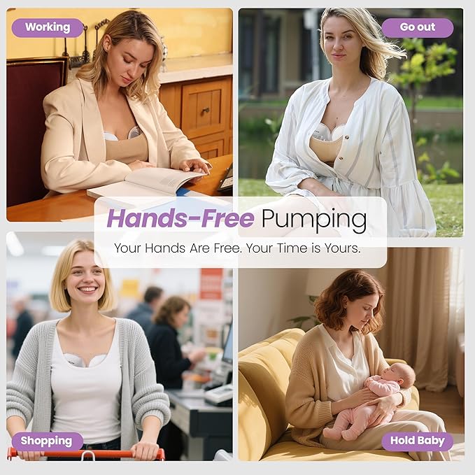 Breast Pump Hands Free, Wearable Breastfeeding Pump with 4 Modes & 9 Levels, Portable Electric Breast Pump, Strong Suction, Discreet & Smart Display, 19/21/24mm Insert/Flange, 2 Pack