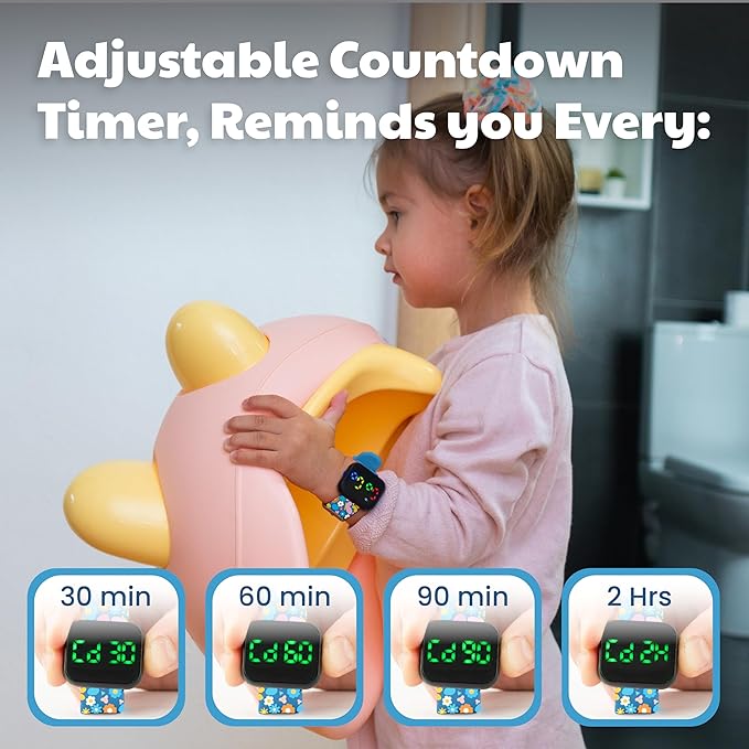 Potty Training Watch for Kids V2 – A Water Resistant Toilet Reminder Device for Boys & Girls to Train Your Toddler with Fun/Musical & Vibration Interval Reminder with Potty Training eBook (Butterfly)