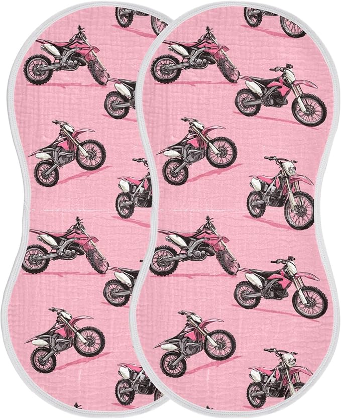 Dirt Bike Motocycles Burp Cloths Baby Boys Girls Absorbent Soft Cotton Burping Cloths Rags 2 Pack