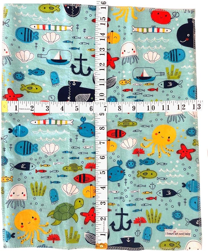 Infant Burping Cloth, Burp Cloths for Baby Boy or Girl, Soft and Absorbent - Cotton Reusable Spit Up Rags, XLarge, 1 Count (Whales)