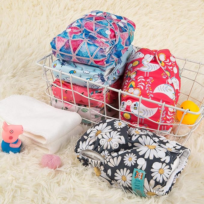 ALVABABY 6pcs with 12 Inserts Baby Cloth Diapers Pocket Newborn Diaper for Less Than 12pounds Baby Snaps Cloth Diapers Nappy
