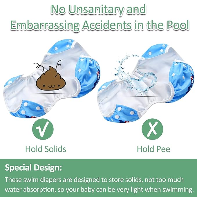 wegreeco Baby & Toddler Snap One Size Adjustable Reusable Baby Swim Diaper (Sea-Elves, Large, 3 Pack)