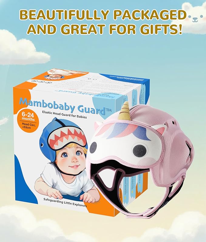 Baby Safety Helmet for Crawling Walking - Mambobaby Baby Helmet Adjustable Baby Head Protector Breathable Soft Infant Helmet Head Protection Helmets for Aged 6-24 Months, Ultra-Lightweight