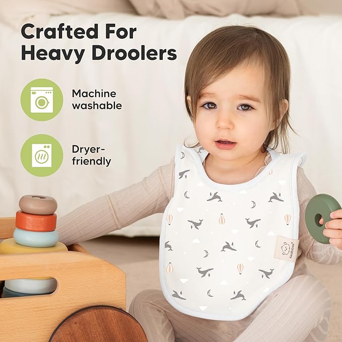 KeaBabies 8-Pack Bibs for Baby Girl, Boy - Pullover Large Baby Bibs for Drooling and Teething Infant, Newborn,Soft & Absorbent Organic Cotton,Long Torso Coverage Keep Toddler Clean & Dry(Marine Muse)