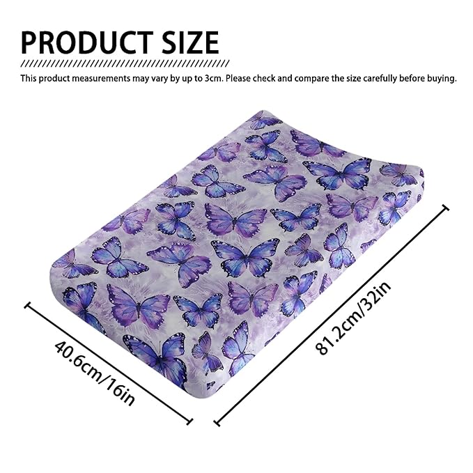 Purple Butterfly Changing Pad Covers Changing Table Cover for Baby Boys and Girls Soft Breathable Changing Pad Sheets Cover Soft Breathable