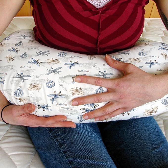 Vintage Planes Airplanes Helicopters Nursing Pillow Covers for Boy Girl Hot Air Balloon Plane Clouds Sky Nursing Slipcovers for Breastfeeding Pillows Aircraft Soft Stretchy Covers for Newborn Infant