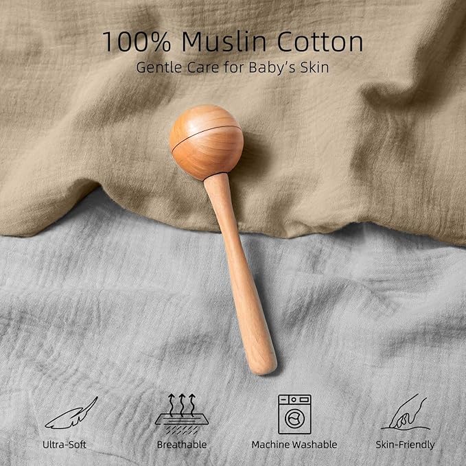 Baby Changing Pad, Muslin Diaper Changing Pad with Waterproof Lining, Changing Table Pads for Dresser with 2 Pack Muslin Covers(Grey + Camel)