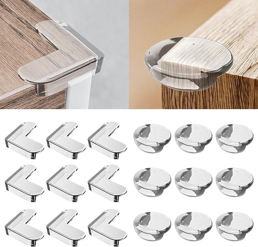 20 Pack Corner Guards Corner Protectors for Baby, Clear Furniture Corner & Edge Safety Bumpers for Table Edges & Sharp Corners - Baby Proofing Moonybaby (L- Shaped & Round Shape)