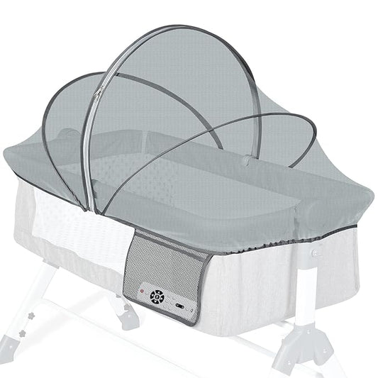 Orzbow Bassinet Cover for Cats - Breathable Mosquito Net Cover for Bassinets/Travel Cribs/Mini Cribs, Baby Mosquito Net to Keep Pets Out, with Two-Way Self-Locking Zippers and Storage Bag, Grey