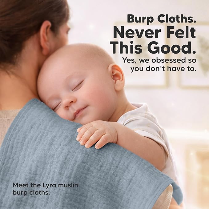 KeaBabies Organic Muslin Burp Cloths Baby Boy, Girl – 5-Pack 100% Cotton Muslin Burping Cloths for Babies, Newborn, 21x10 Large & Absorbent Spit Up Rags, Baby Washcloth, Infant Towels (Slate)