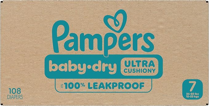 Pampers Diapers - Baby Dry - Size 7, 108 Count, Absorbent Disposable Infant Diaper (Packaging May Vary)