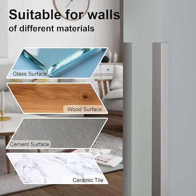 4PCS 48" Metal Corner Protectors, Aluminum Self Adhesive Corner Guards, Metal Wall Edge Protector Strip, Furniture Corner Protectors, Edge Trim for Cabinets and Kitchen Islands (Gray, 48"x2"x2")
