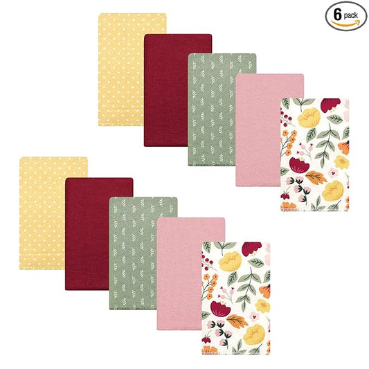 Hudson Baby Unisex Baby Cotton Flannel Burp Cloths, Fall Botanical, One Size