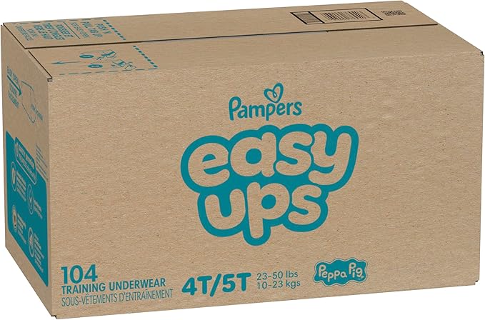 Pampers Training Pants - Easy Ups Girls & Boys - Size 4T-5T, 104 Count, Peppa Pig Potty Underwear (Packaging May Vary)