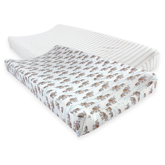 Touched by Nature Unisex Baby Organic Cotton Changing Pad Cover, Elephants, One Size