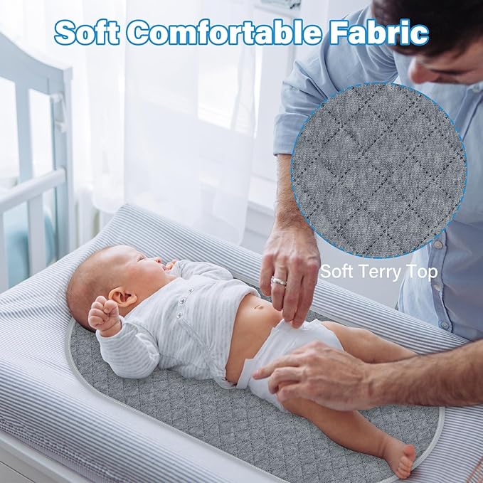 Baby Thicker Diaper Changing Quilted Pad Liner, Non-Slip 3 Pack Heavy Absorbency Reusable Incontinence Pads for Kids Changer Washable Underpads(YDLX)