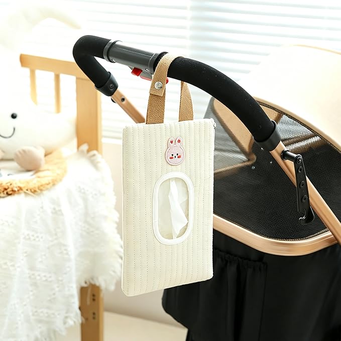 Quilted Baby Wipe Holder Floral Diaper Pouch Portable Quilted Wipes Bag for Car, Stroller