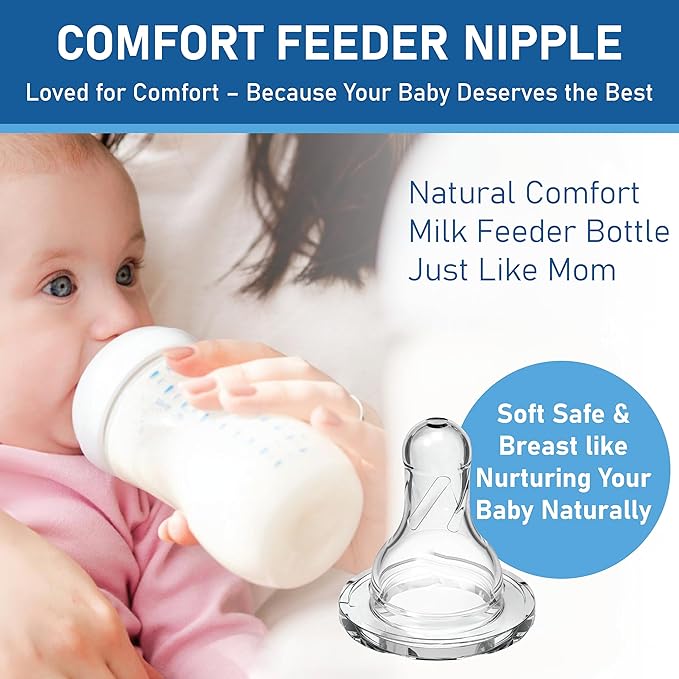 Baby Bottle Set for Breastfed Newborns — 2 Pack (240ml + 300ml) Soft Silicone Anti-Colic Bottles | Natural Latch, Wide Neck | Pacifier Included