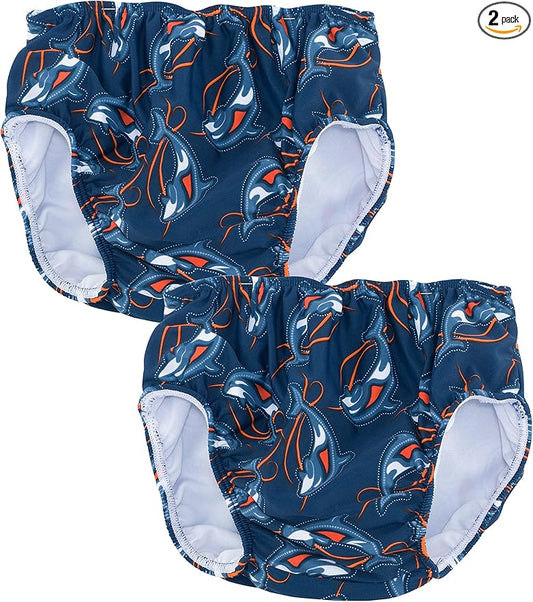 SunBusters Boy's Reusable Swim Diaper 2 Pack, Smoky Orca, Small
