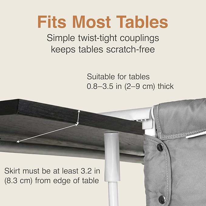 Portable Hook on High Chair for Baby & Travel Toddler from 6-36 Months – Clip on Baby Seat for Table – Fast Table Chair for Travel & Dining– Including Storage Bag - Gray