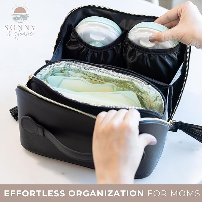 Wearable Breast Pump Bag with Cooler, Pumping Bag for Work, Compatible with Wearable Breast Pumps, Removable Breast Milk Cooler Included, Portable Pump Carrying Case with Room for Accessories