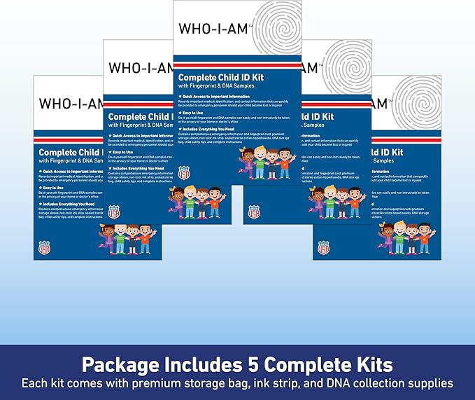 Who-I-Am Child ID Kits with Fingerprint & DNA Samples (5 Pack)