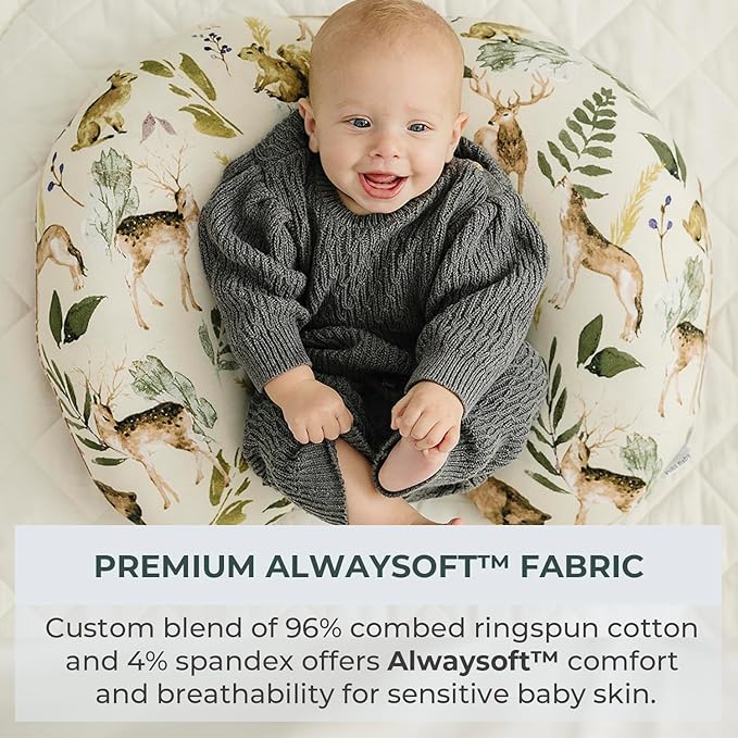 Pobibaby 1-Pack Premium Nursing Pillow Cover - Ultra Soft & Stretchy 96% Cotton, Breastfeeding Pillow Cover for Baby Boys and Girls(Wildlife)