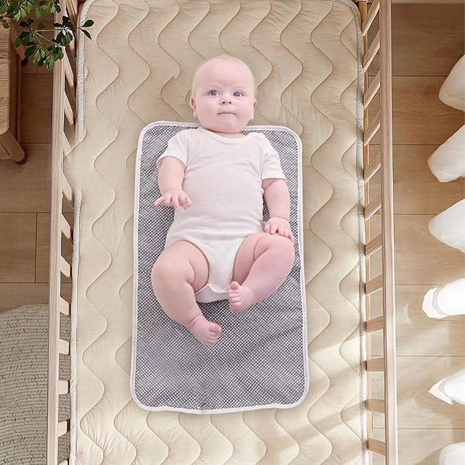 Foldable Baby Changing Mat 2 Pack, Diaper Changing Pad Waterproof Travel Diaper Mat Infant Urinal Pad Baby Changing Kit for Home Travel Outside. (Gray+Blue)