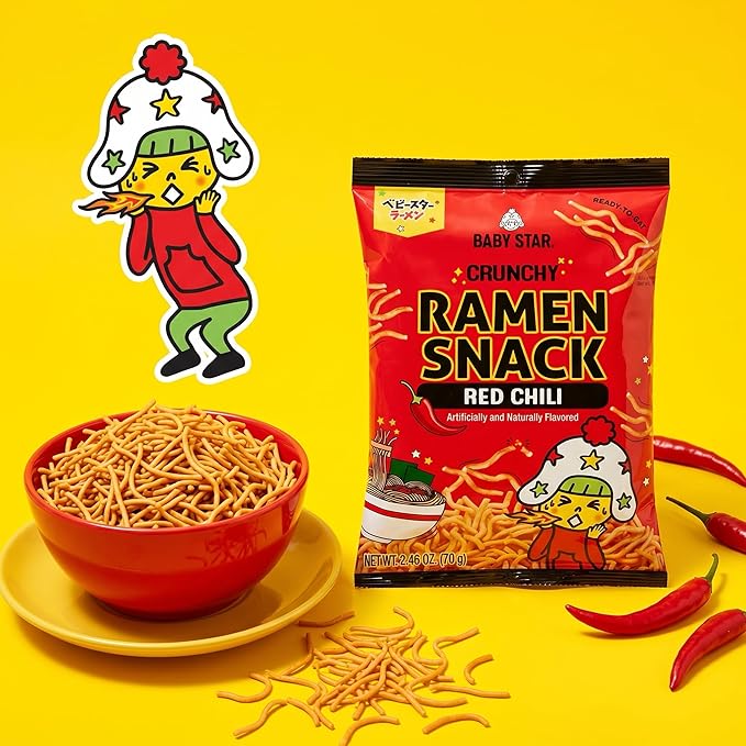 Baby Star Crunchy Ramen Snack Tiny (Red Chili)