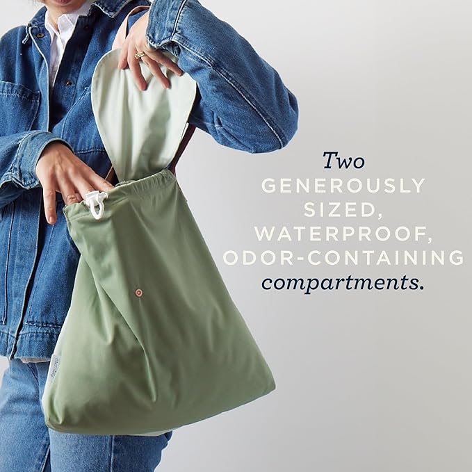 Esembly Day Bag – Reusable Wet and Dry Bag Made From Recycled Fabric With Dual Waterproof Compartments for Cloth Diapers, Swimsuits, Toiletries, and Snacks - Bunnies