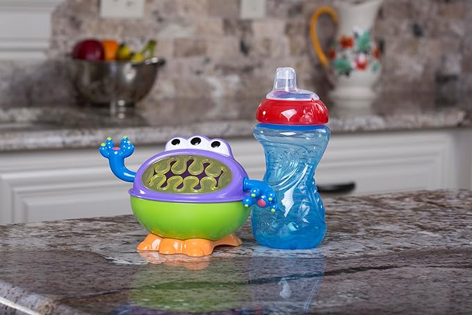 Nuby 3-D Monster Toddler Snack Containers - Spill-Proof Snack Cups for Toddlers with Soft Silicone Flaps - BPA-Free, Dishwasher-Safe