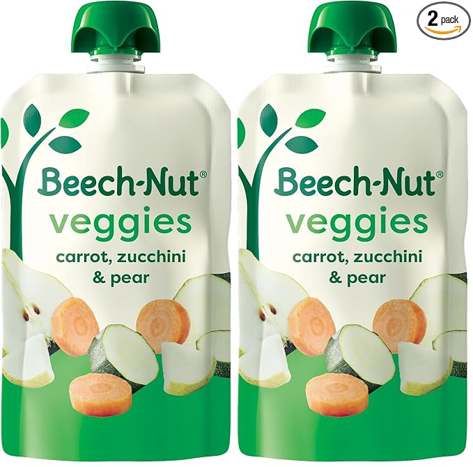 Beech-Nut Baby Food Pouches, Carrot Zucchini & Pear Veggie Puree Baby & Toddler Food, 3.5 oz (24 Pack)
