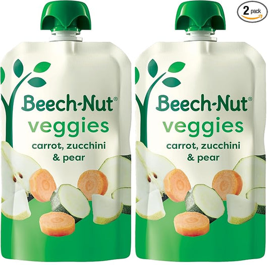 Beech-Nut Baby Food Pouches, Carrot Zucchini & Pear Veggie Puree Baby & Toddler Food, 3.5 oz (24 Pack)