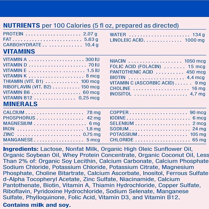 Baby's Only Baby Formula, Complete Nutrition Infant Formula, Milk Based Powder with Iron, Vitamin E, Vitamin D, Easy to Digest Infant Formula for Newborn to 12 Months Old, 21 oz, Value Can 4 Pack