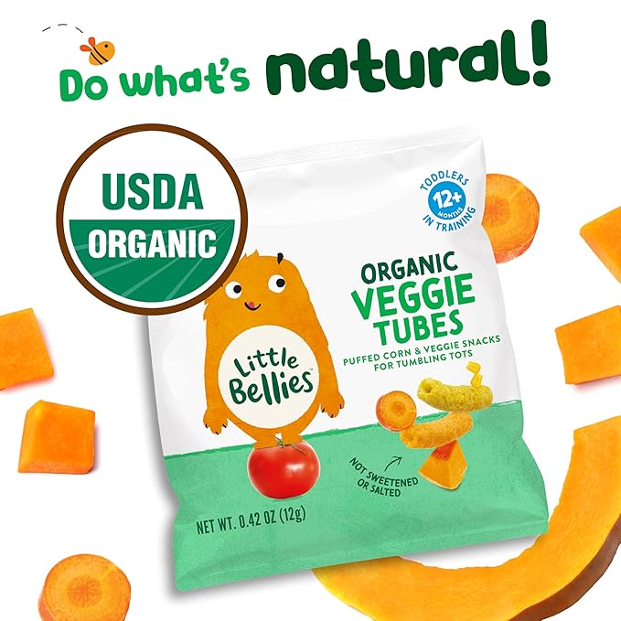 Little Bellies Organic Veggie Tubes Toddler Snack (Pack of 14 x 0.42 oz Individual Packs)