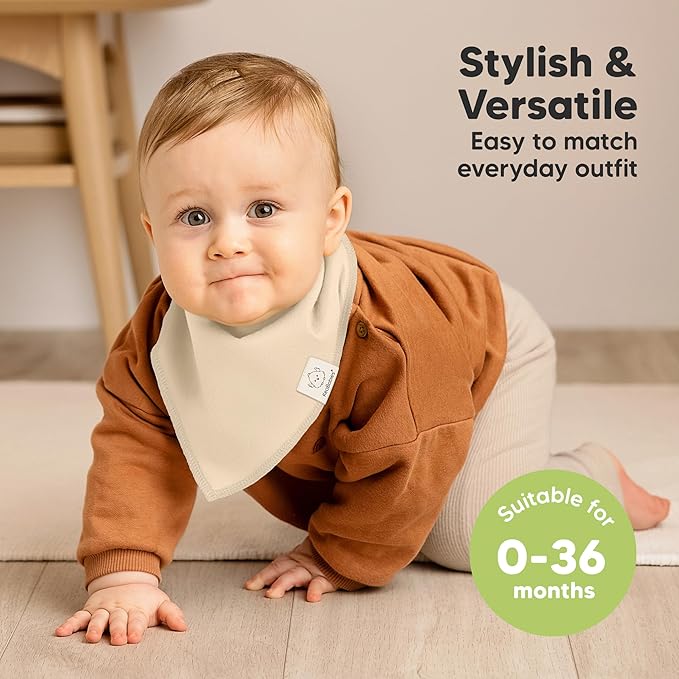 KeaBabies 8-Pack Organic Baby Bandana Bibs for Boys, Girls - Super Absorbent Triangle Baby Bibs for Drooling and Teething Infant, 100% Cotton Extra Soft for Newborn, Infant 0-36 Months (Purest)