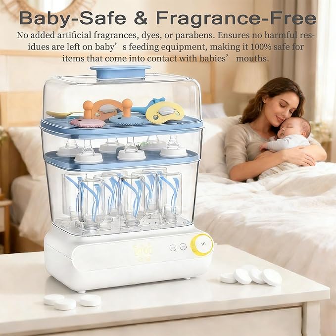 40 Count Descaling Tablets Compatible with Baby Brezza, Momcozy, Papablic & All Brands, Fit for Bottle Washers, Baby Food Maker, Warmers, Sterilizers & Formula Makers, Remove Milk Stains & Limescale